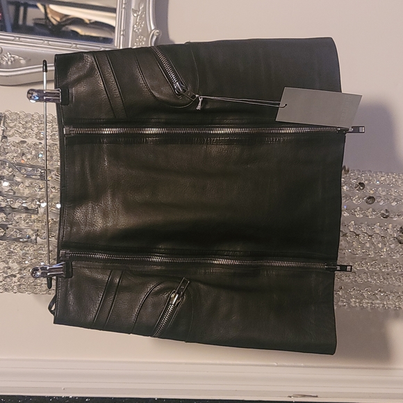 Alexander McQueen High Waist Moto Double Zip Nappa Leather Skirt - Picture 3 of 9